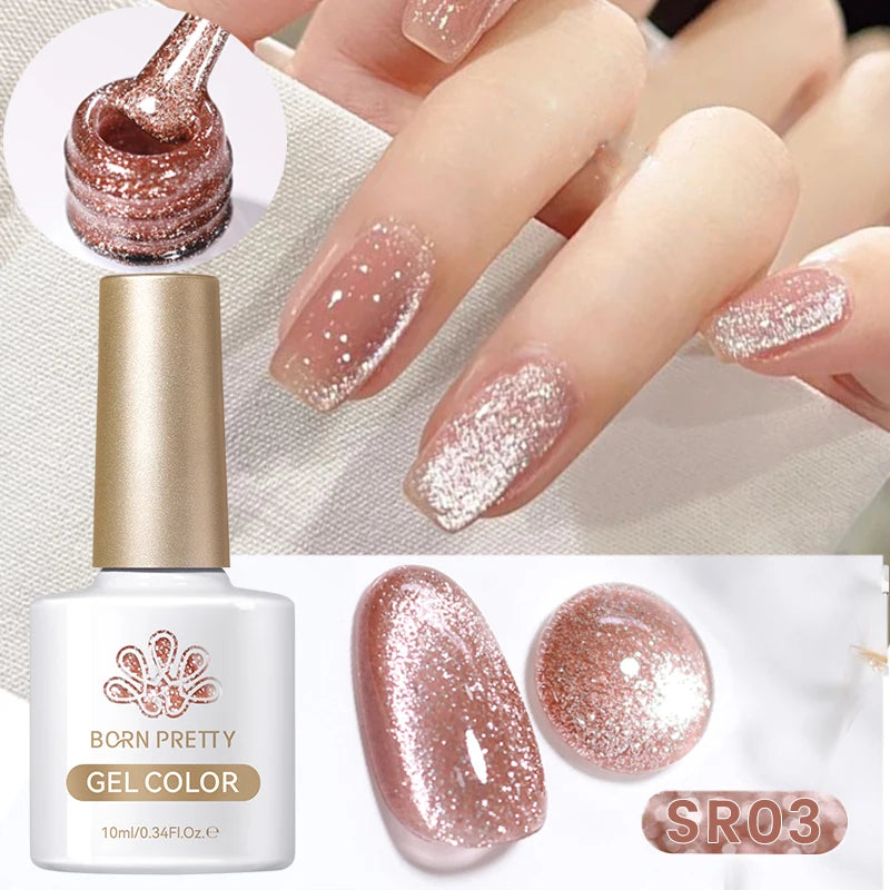 BORN PRETTY 10ml Super Shining Reflective Cat Magnetic Gel Ultra Shine Glitter Red Silver Soak Off UV LED Gel Nail Art Varnish