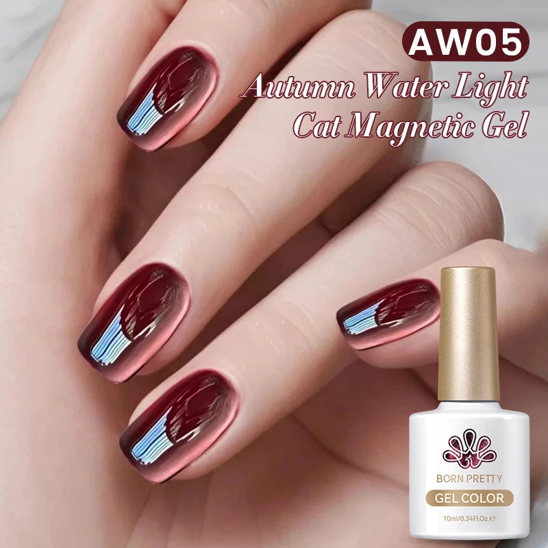 BORN PRETTY 10ml Super Shining Reflective Cat Magnetic Gel Ultra Shine Glitter Red Silver Soak Off UV LED Gel Nail Art Varnish