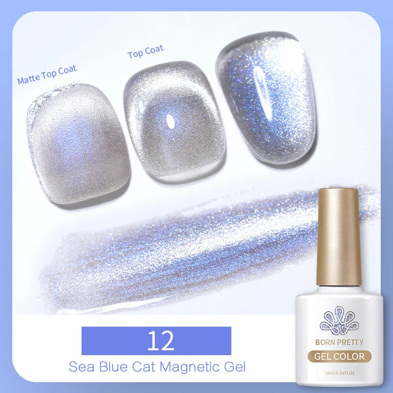 BORN PRETTY 10ml Black Glass Cat Magnetic Gel Nail Polish Punk Style Nail Art Manicure Varnis Semi Permanent Gel