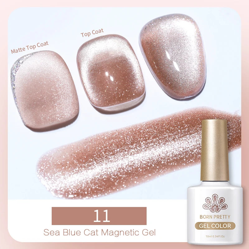 BORN PRETTY 10ml Black Glass Cat Magnetic Gel Nail Polish Punk Style Nail Art Manicure Varnis Semi Permanent Gel