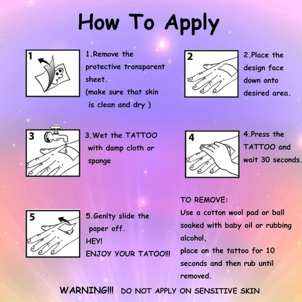 14 Sheets Glittering Unicorn Tattoo Stickers for Personalized Decoration, Temporary Tattoos for Children Kids