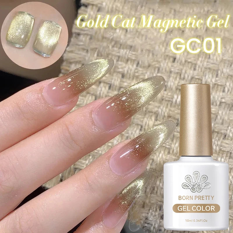 BORN PRETTY 10ml Super Shining Reflective Cat Magnetic Gel Ultra Shine Glitter Red Silver Soak Off UV LED Gel Nail Art Varnish
