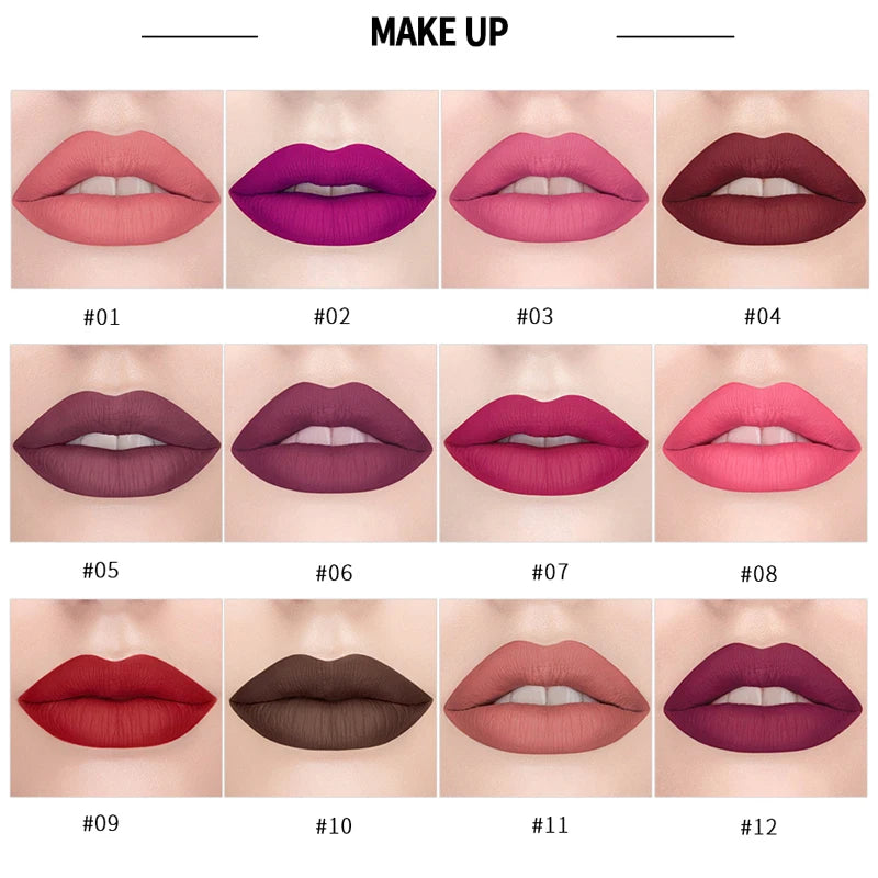 HANDAIYAN 12-COLOR MATTE LIPSTICK WATERPROOF LONG-LASTING MOISTURIZING VELVET MATTE LIPSTICK