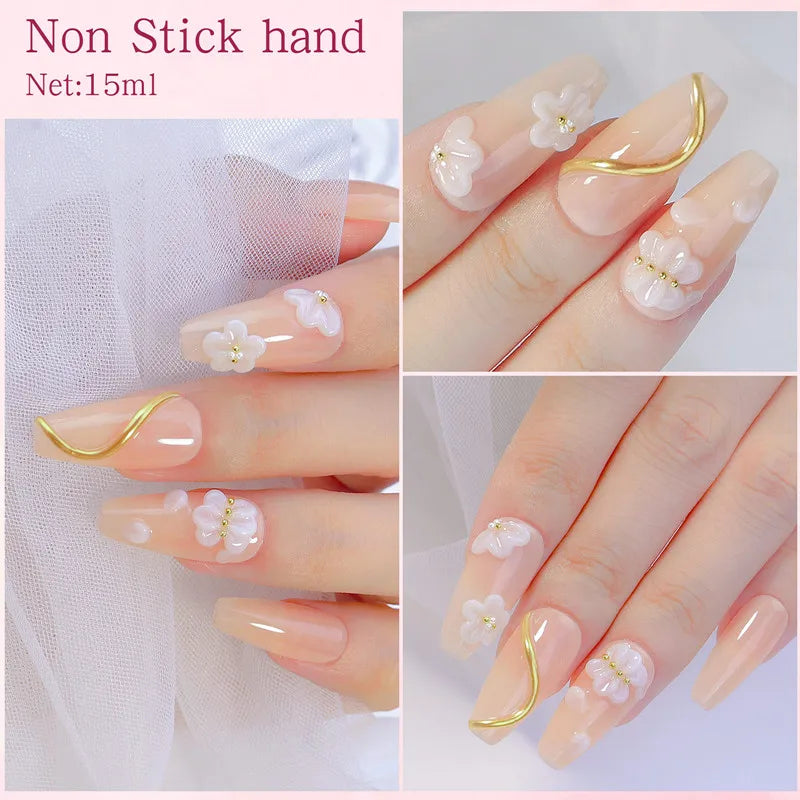 15ML Solid Non Stick Hand Extension Gel Nail Polish -Pink/White/Clear Extension Gel for Mnicure Carving Nail Art Emboss Hard Gel