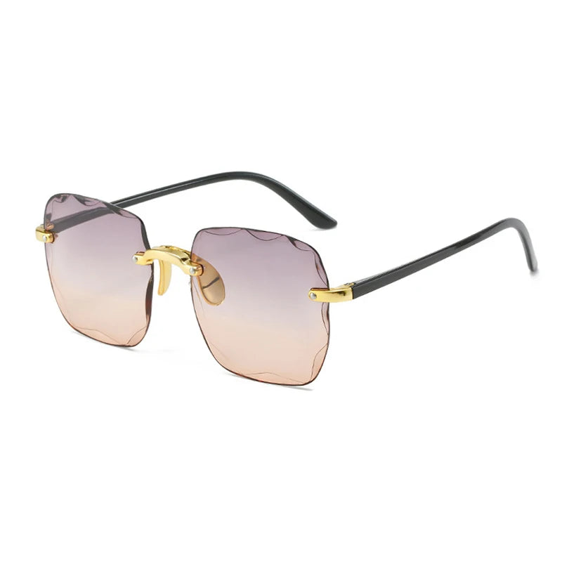 2024 New Rimless Women's Sunglasses Fashion Gradient Lenses Sun glasses Lady Vintage Alloy Legs Classic Designer Shades UV400
