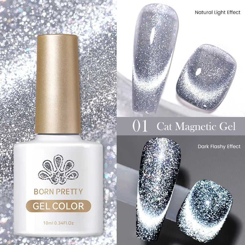 BORN PRETTY 10ml Black Glass Cat Magnetic Gel Nail Polish Punk Style Nail Art Manicure Varnis Semi Permanent Gel