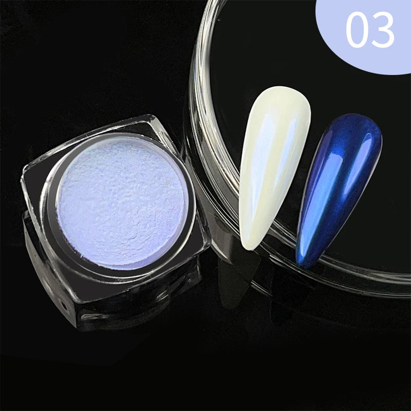 1Box Moonlight Mirror Nail Powder Silver Fine Glitter Metallic Effect Pigment UV Gel Polish Chrome Dust Aurora Nail Decorations