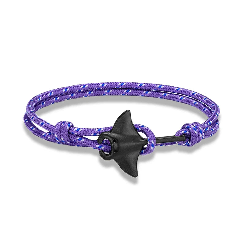 Ocean Animals Cute Manta Ray Bracelet Men Women Adjustable Paracord Rope Couple Bracelets Summer Beach Surfing Party Bangle Gift