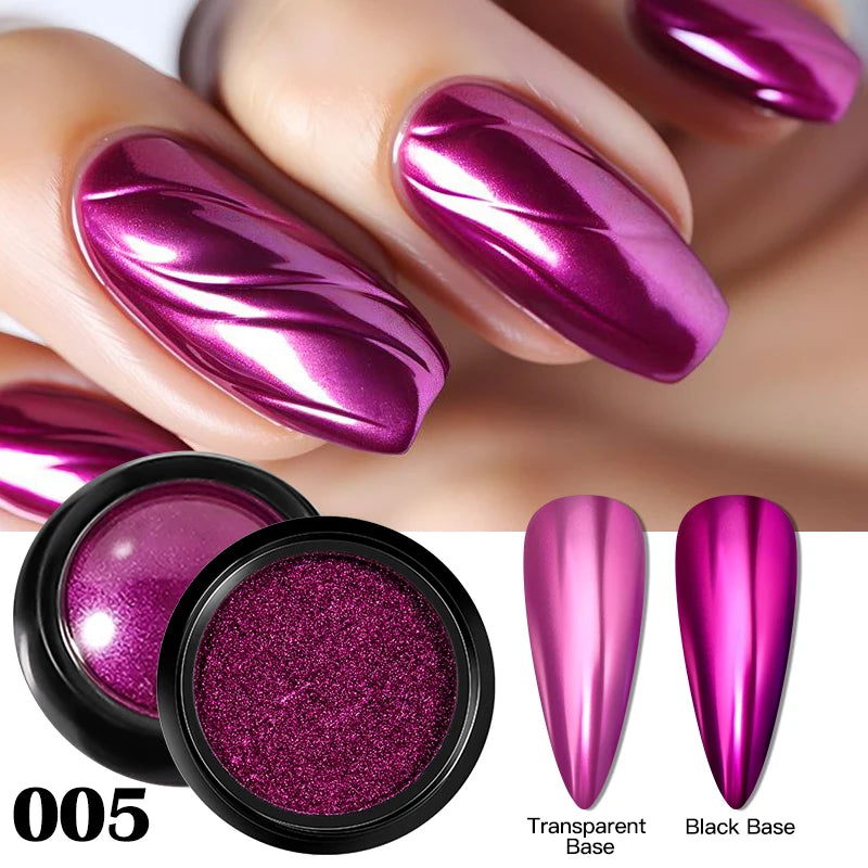 Metallic Nail Glitter Powder Super Bright Gold Silver Red Solid Mirror Pigment Dust For Gel Nail Polish Valentines Decoration