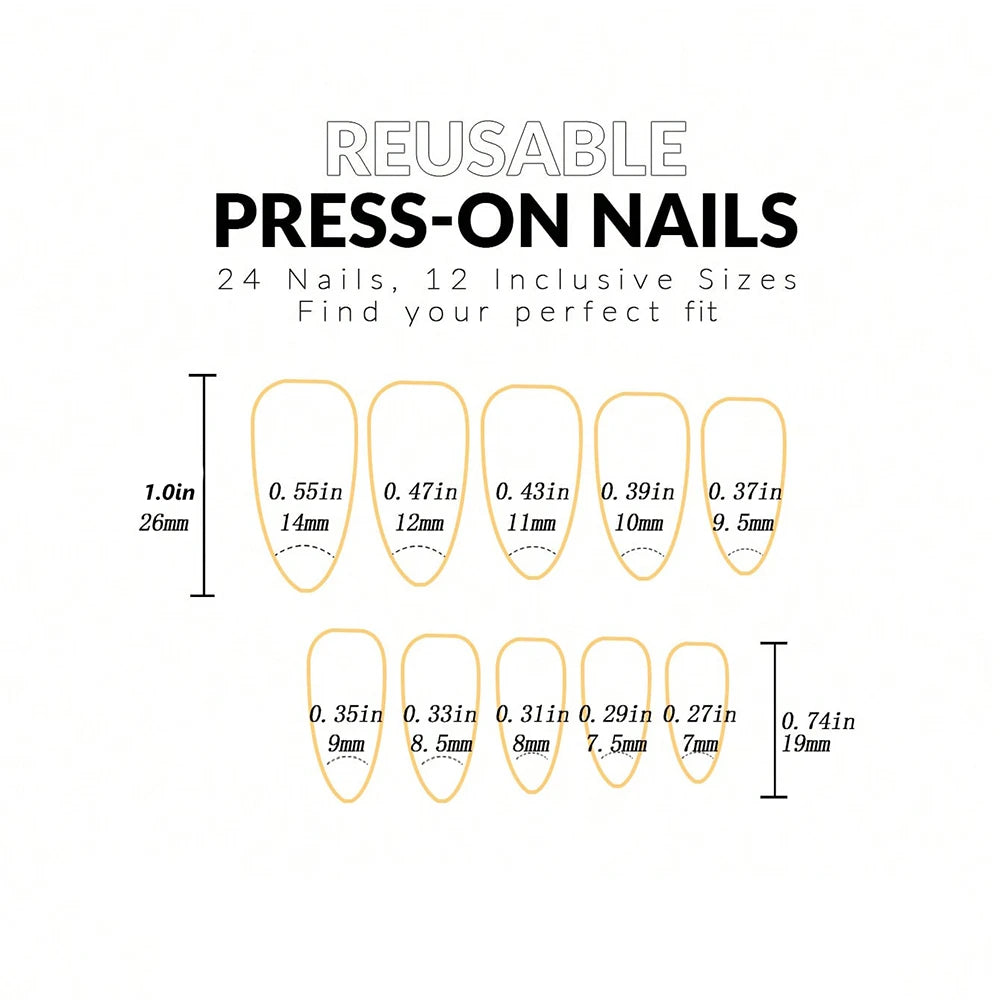 ARTAUG 24PCS Press On Nails Short Almond Wine Red High Saturation Fake Press On Nails Korean Press On Nails Valentine'S Day