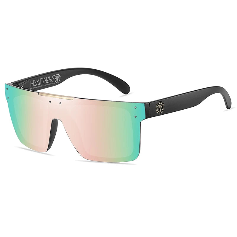 NEW luxury BRAND Mirrored Polarized lens heat wave Sunglasses men sport goggle uv400 protection with case