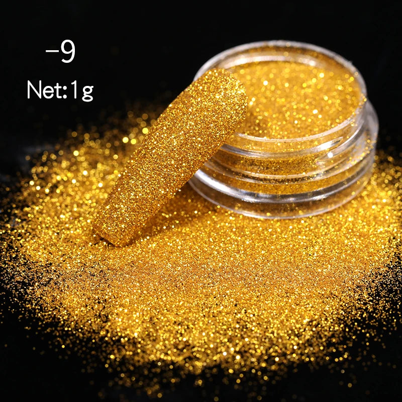 1Box Moonlight Mirror Nail Powder Silver Fine Glitter Metallic Effect Pigment UV Gel Polish Chrome Dust Aurora Nail Decorations