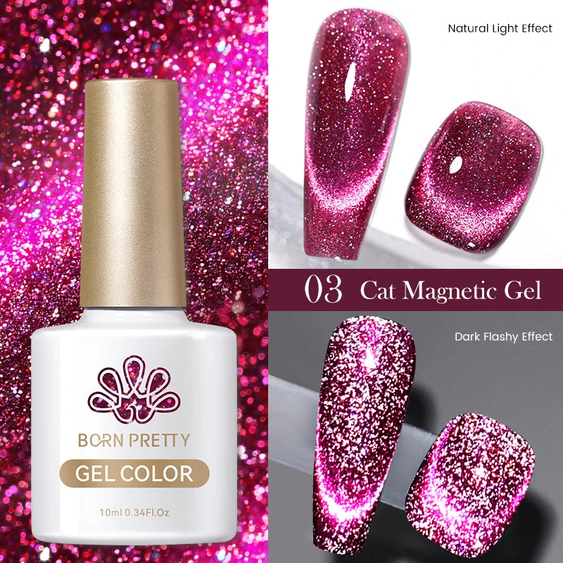 BORN PRETTY 10ml Black Glass Cat Magnetic Gel Nail Polish Punk Style Nail Art Manicure Varnis Semi Permanent Gel