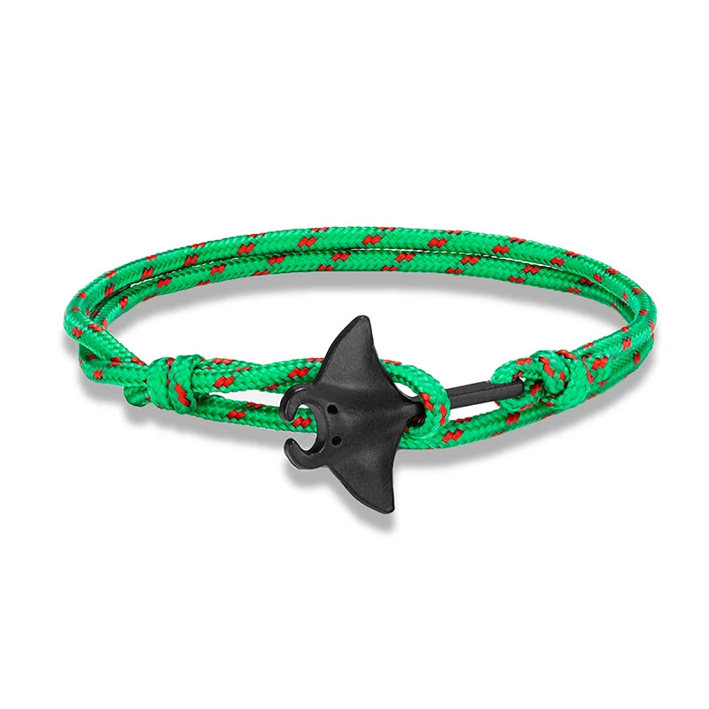 Ocean Animals Cute Manta Ray Bracelet Men Women Adjustable Paracord Rope Couple Bracelets Summer Beach Surfing Party Bangle Gift