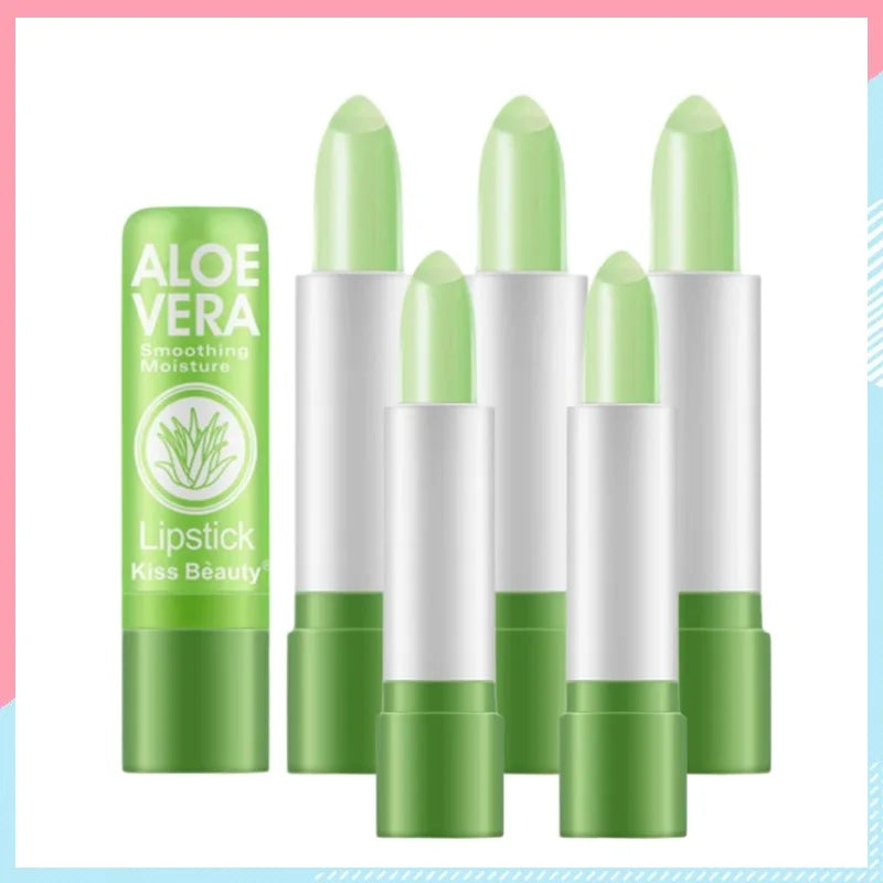 Aloe Vera Moisture Lip Balm Temperature Changed Color Lipstick Long Lasting Nourishing Lips Care lip Makeup 1/3/5pcs