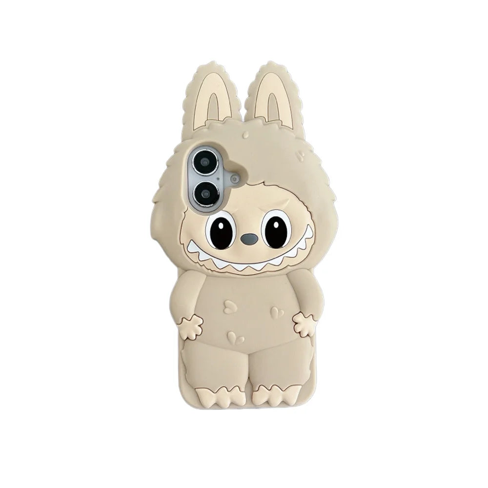 For iPhone 16 15 14 Plus 13 12 11 Pro Max Kawaii 3D Cartoon Monster Rabbit Elf Phone Case Soft Silicone Cover