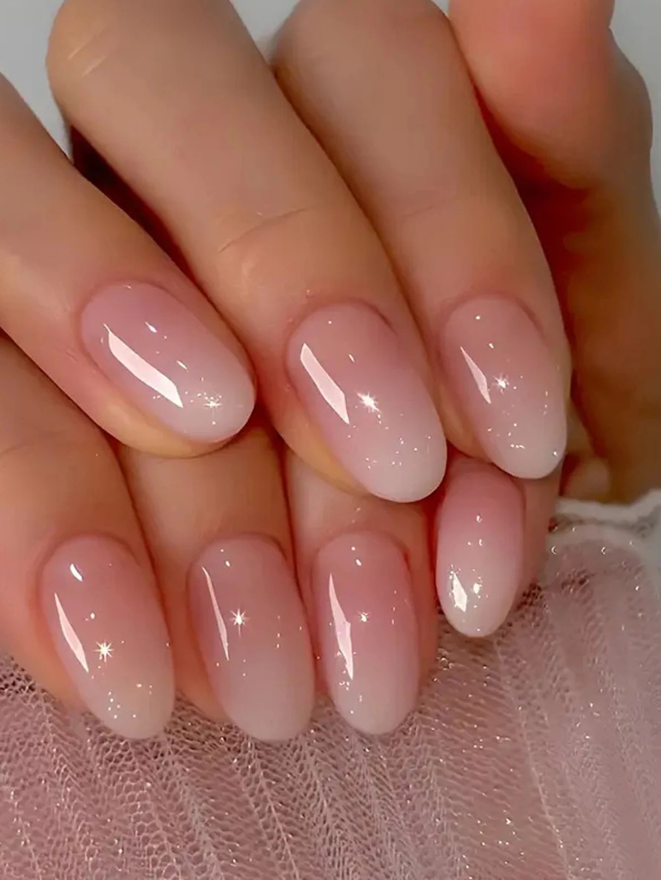 ARTAUG 24pcs Glossy Pink Press On Nails Medium Square Fake Nail Elegantstyle False Nail Full Cover Fake Nail For Stylish Women