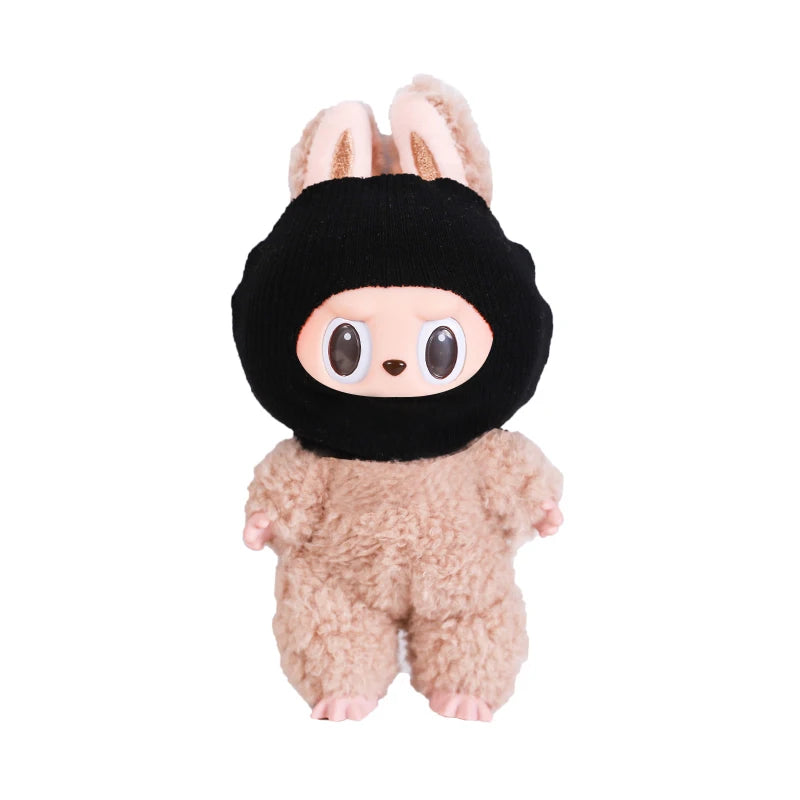 Luxury Tidal Current Labubu Black Hip Hop Mask Knitted Hat Accessories 3-Layer Big Gold Chain Street Fashion Doll Ornaments