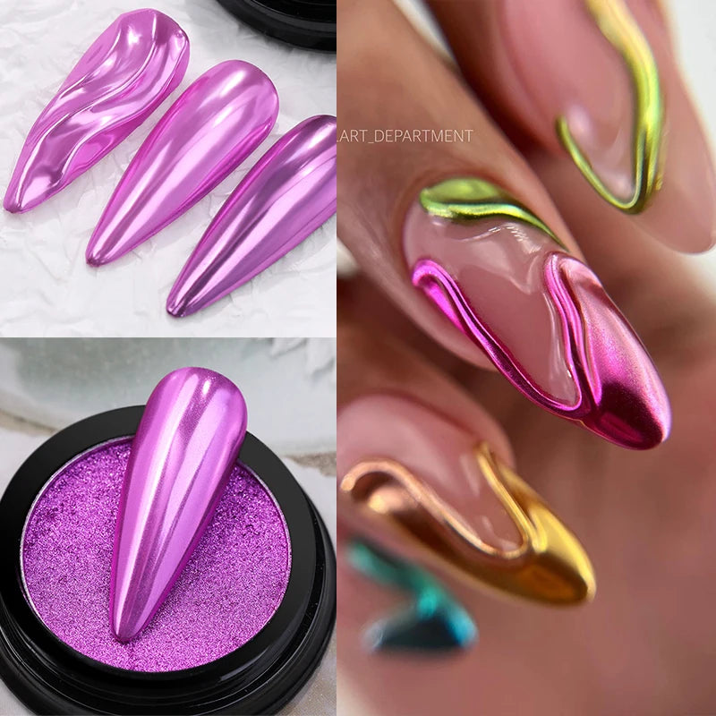 1Box Moonlight Mirror Nail Powder Silver Fine Glitter Metallic Effect Pigment UV Gel Polish Chrome Dust Aurora Nail Decorations
