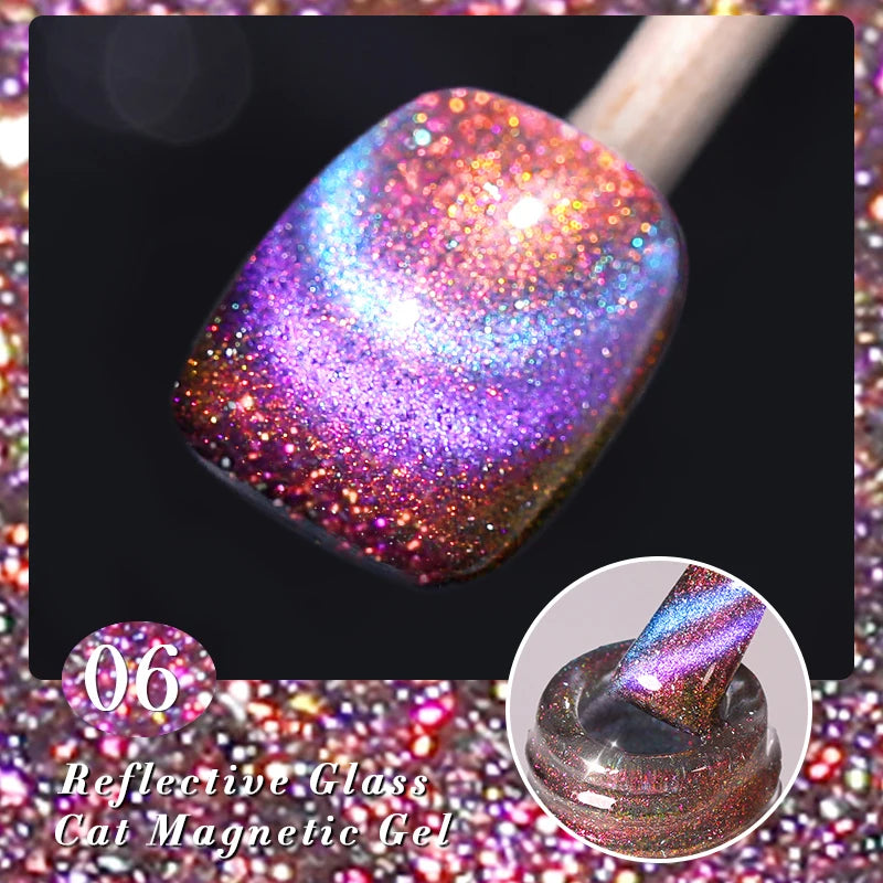 BORN PRETTY 10ml Super Shining Reflective Cat Magnetic Gel Ultra Shine Glitter Red Silver Soak Off UV LED Gel Nail Art Varnish