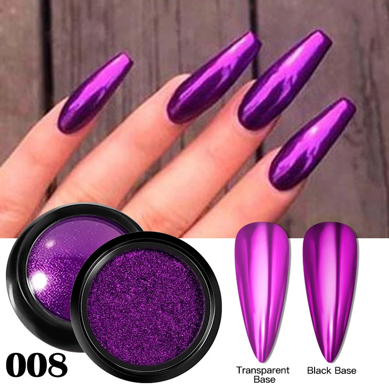 Metallic Nail Glitter Powder Super Bright Gold Silver Red Solid Mirror Pigment Dust For Gel Nail Polish Valentines Decoration