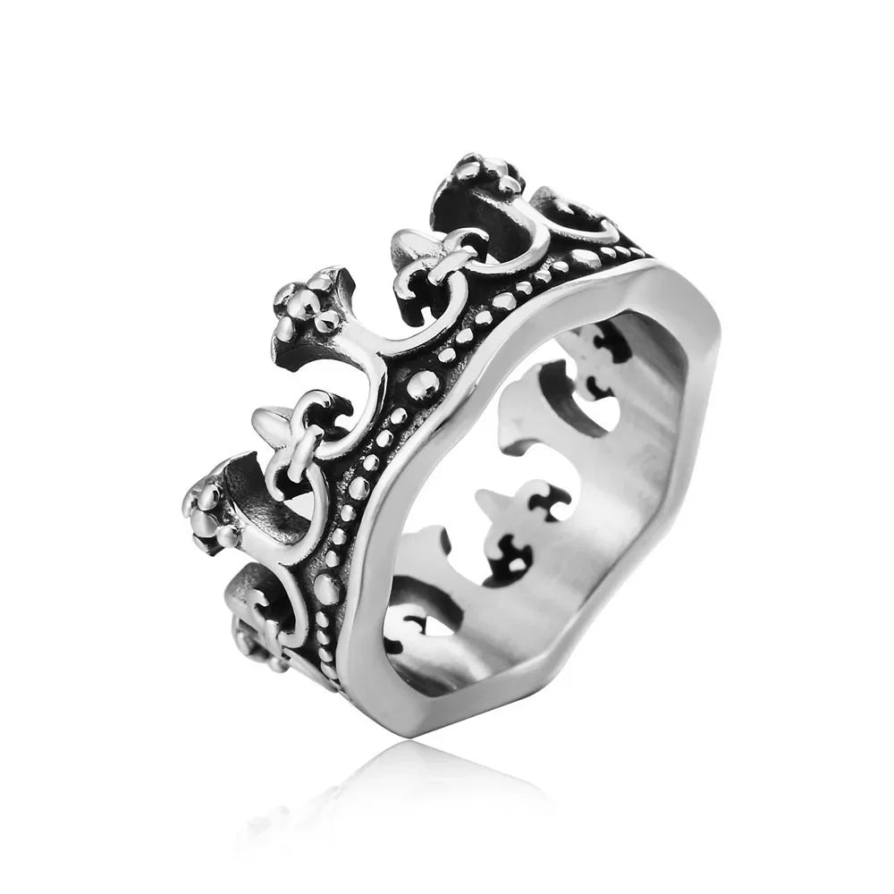 Classic Retro Crown King Ring Personalized Creative Fashion Trend Punk Ring Men and Women Niche Street Party Ring Gift Jewelry