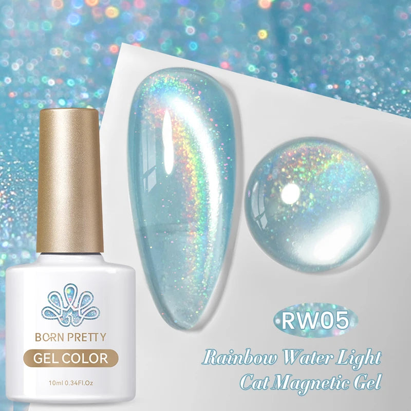 BORN PRETTY 10ml Super Shining Reflective Cat Magnetic Gel Ultra Shine Glitter Red Silver Soak Off UV LED Gel Nail Art Varnish