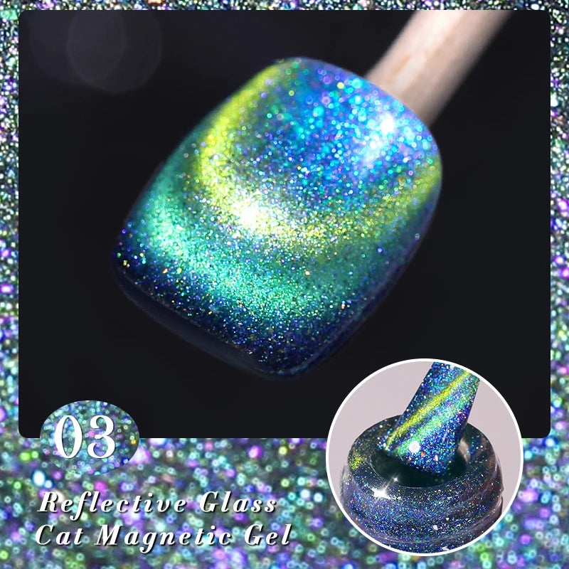 BORN PRETTY 10ml Super Shining Reflective Cat Magnetic Gel Ultra Shine Glitter Red Silver Soak Off UV LED Gel Nail Art Varnish