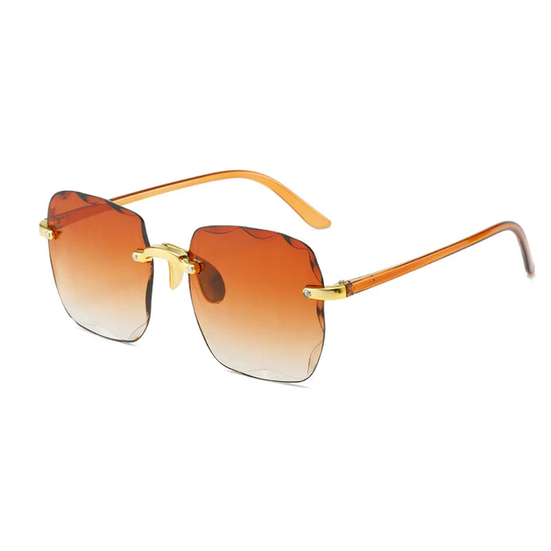 2024 New Rimless Women's Sunglasses Fashion Gradient Lenses Sun glasses Lady Vintage Alloy Legs Classic Designer Shades UV400