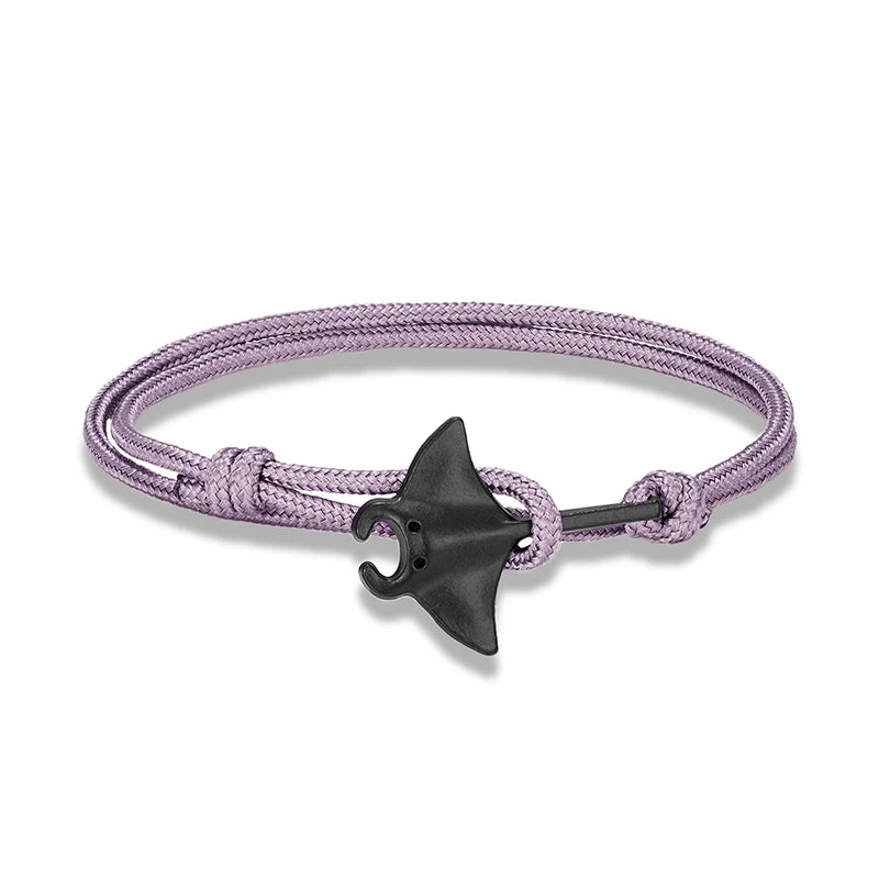 Ocean Animals Cute Manta Ray Bracelet Men Women Adjustable Paracord Rope Couple Bracelets Summer Beach Surfing Party Bangle Gift
