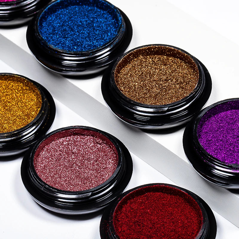 Metallic Nail Glitter Powder Super Bright Gold Silver Red Solid Mirror Pigment Dust For Gel Nail Polish Valentines Decoration