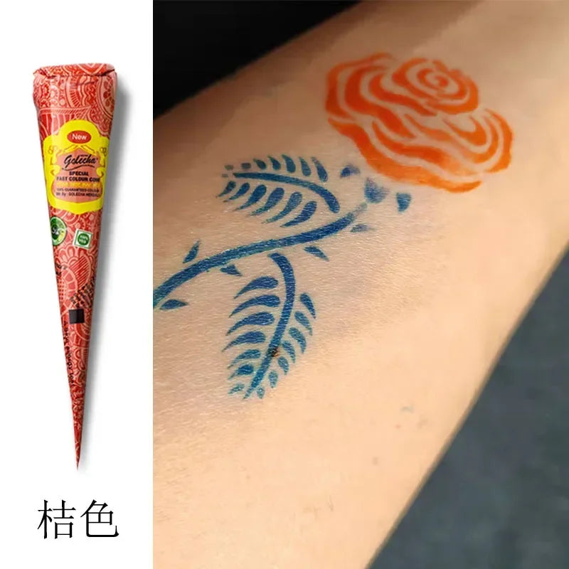 New Henna Tattoo Paste Black brown red white Henna Cones Indian For Temporary DIY Tattoo Sticker Body Paint Cone henne