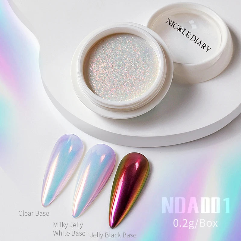 1Box Moonlight Mirror Nail Powder Silver Fine Glitter Metallic Effect Pigment UV Gel Polish Chrome Dust Aurora Nail Decorations