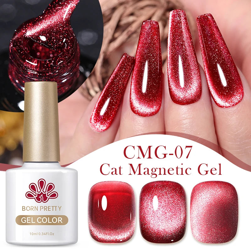 BORN PRETTY 10ml Black Glass Cat Magnetic Gel Nail Polish Punk Style Nail Art Manicure Varnis Semi Permanent Gel