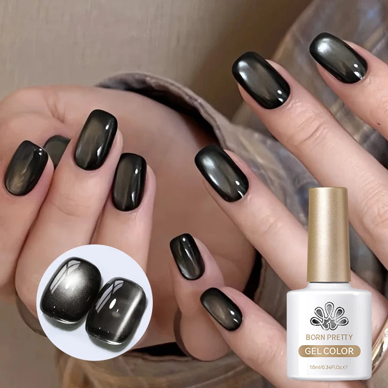 BORN PRETTY 10ml Black Glass Cat Magnetic Gel Nail Polish Punk Style Nail Art Manicure Varnis Semi Permanent Gel
