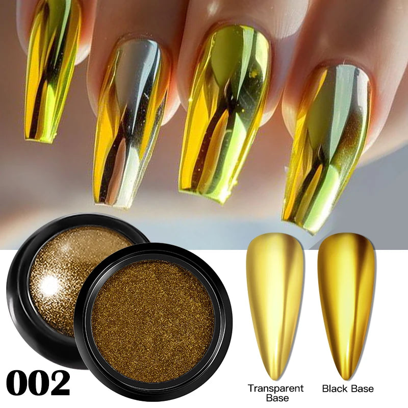 Metallic Nail Glitter Powder Super Bright Gold Silver Red Solid Mirror Pigment Dust For Gel Nail Polish Valentines Decoration