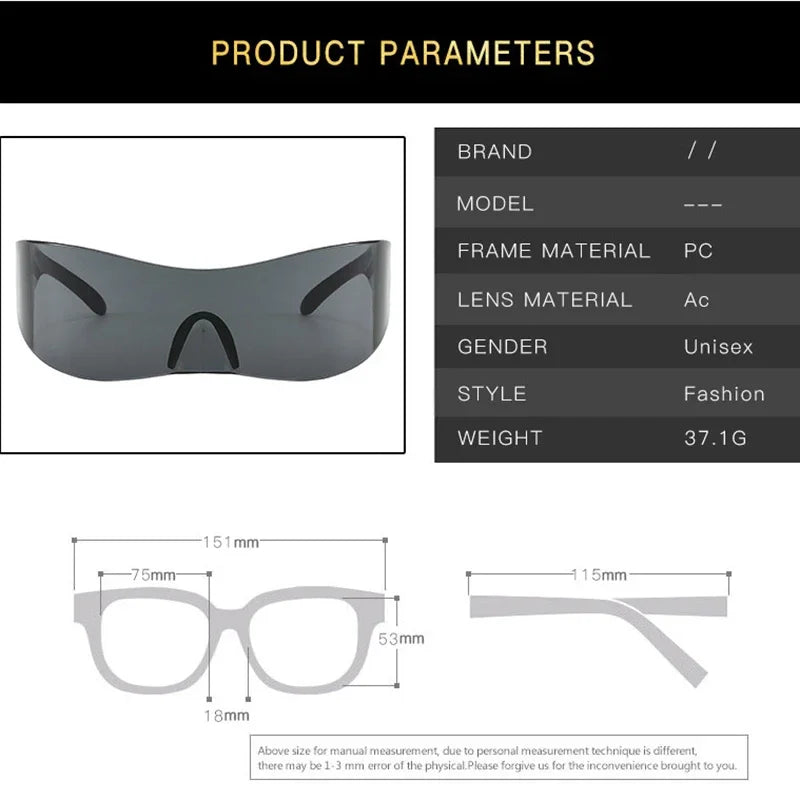OVOYAM Punk Oversized Sunglasses Women Future Vintage Goggles for Women/Men Fashion Simple 2024 Glasses Women Gafas De Sol Mujer