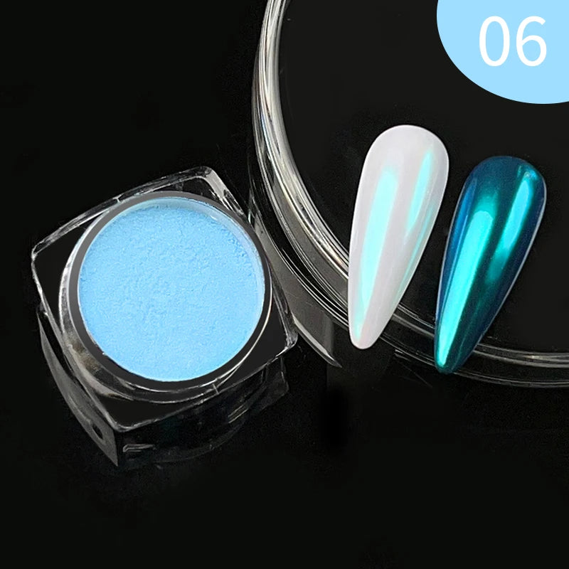 1Box Moonlight Mirror Nail Powder Silver Fine Glitter Metallic Effect Pigment UV Gel Polish Chrome Dust Aurora Nail Decorations