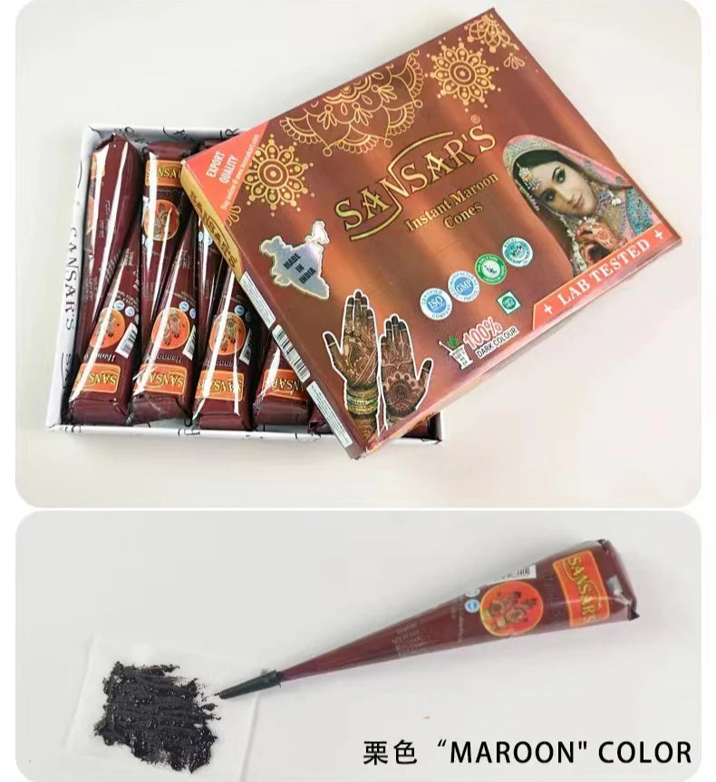 New Henna Tattoo Paste Black brown red white Henna Cones Indian For Temporary DIY Tattoo Sticker Body Paint Cone henne