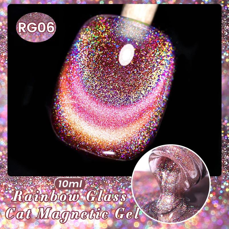 BORN PRETTY 10ml Super Shining Reflective Cat Magnetic Gel Ultra Shine Glitter Red Silver Soak Off UV LED Gel Nail Art Varnish