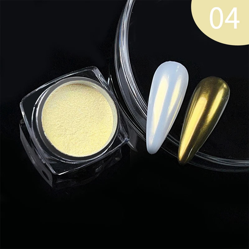 1Box Moonlight Mirror Nail Powder Silver Fine Glitter Metallic Effect Pigment UV Gel Polish Chrome Dust Aurora Nail Decorations