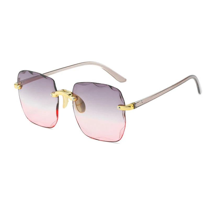 2024 New Rimless Women's Sunglasses Fashion Gradient Lenses Sun glasses Lady Vintage Alloy Legs Classic Designer Shades UV400