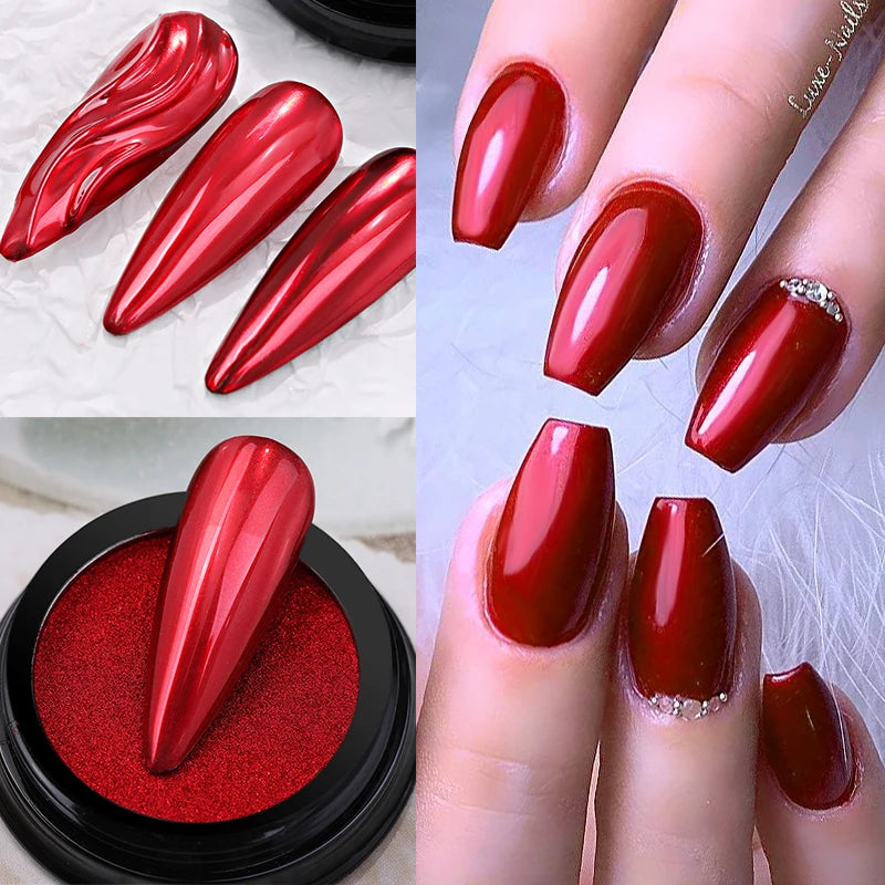 1Box Moonlight Mirror Nail Powder Silver Fine Glitter Metallic Effect Pigment UV Gel Polish Chrome Dust Aurora Nail Decorations