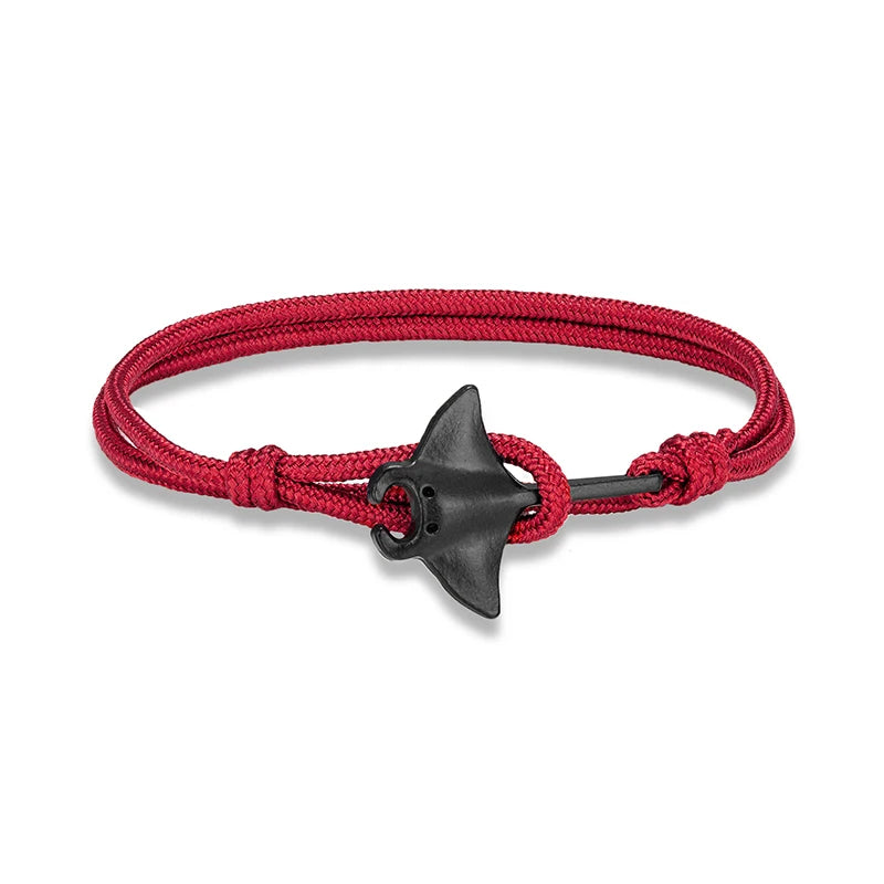 Ocean Animals Cute Manta Ray Bracelet Men Women Adjustable Paracord Rope Couple Bracelets Summer Beach Surfing Party Bangle Gift