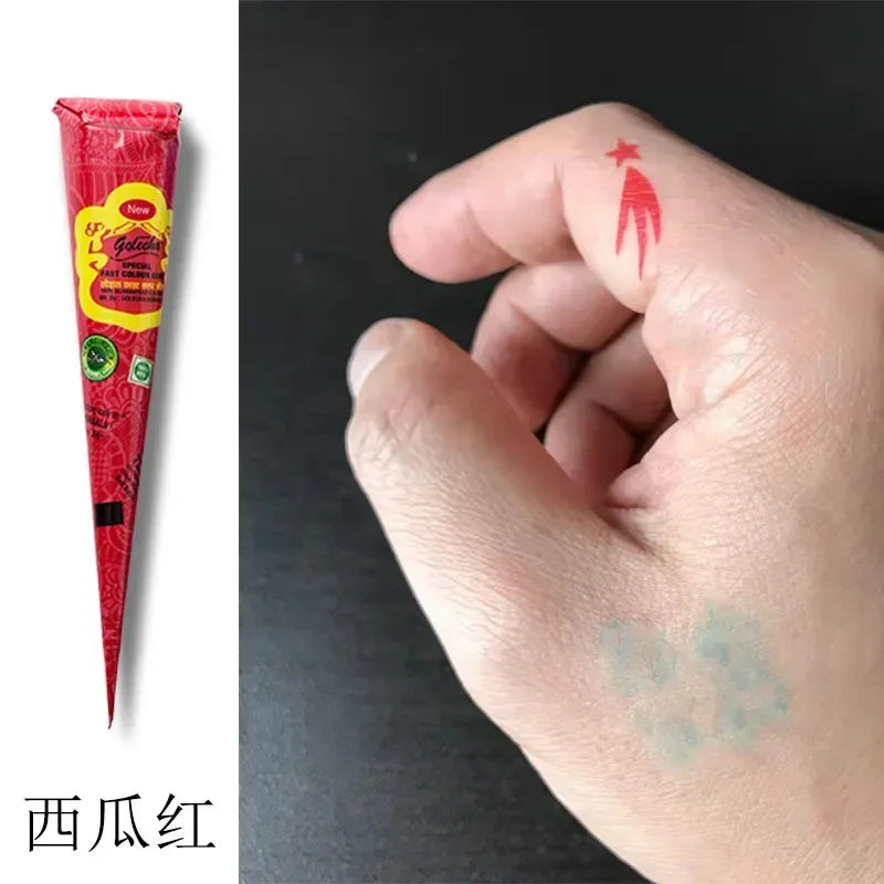 New Henna Tattoo Paste Black brown red white Henna Cones Indian For Temporary DIY Tattoo Sticker Body Paint Cone henne