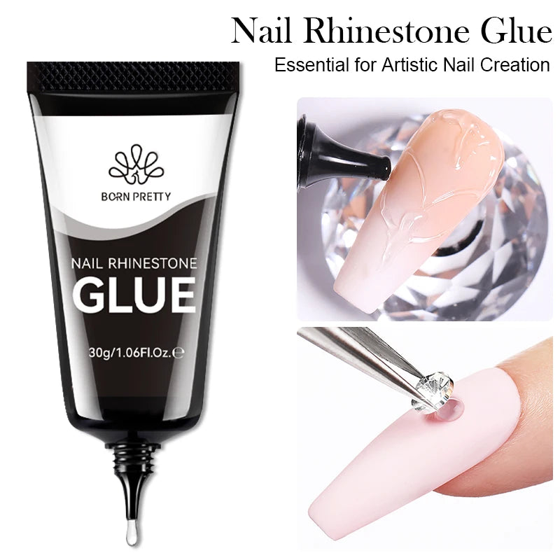 BORN PRETTY 30ml Glitter Acrylic Gel Finger Extension Nail Polish Silver Pink Extension Gel Polish Soak Off Nail Slip Solution