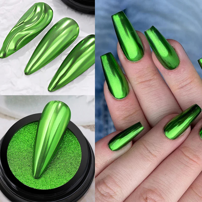 1Box Moonlight Mirror Nail Powder Silver Fine Glitter Metallic Effect Pigment UV Gel Polish Chrome Dust Aurora Nail Decorations