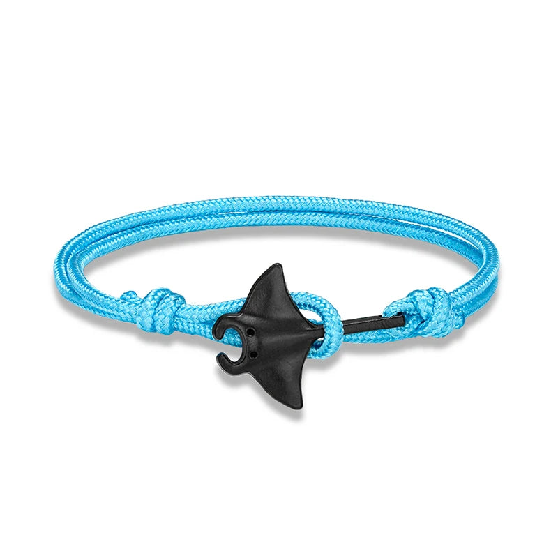 Ocean Animals Cute Manta Ray Bracelet Men Women Adjustable Paracord Rope Couple Bracelets Summer Beach Surfing Party Bangle Gift