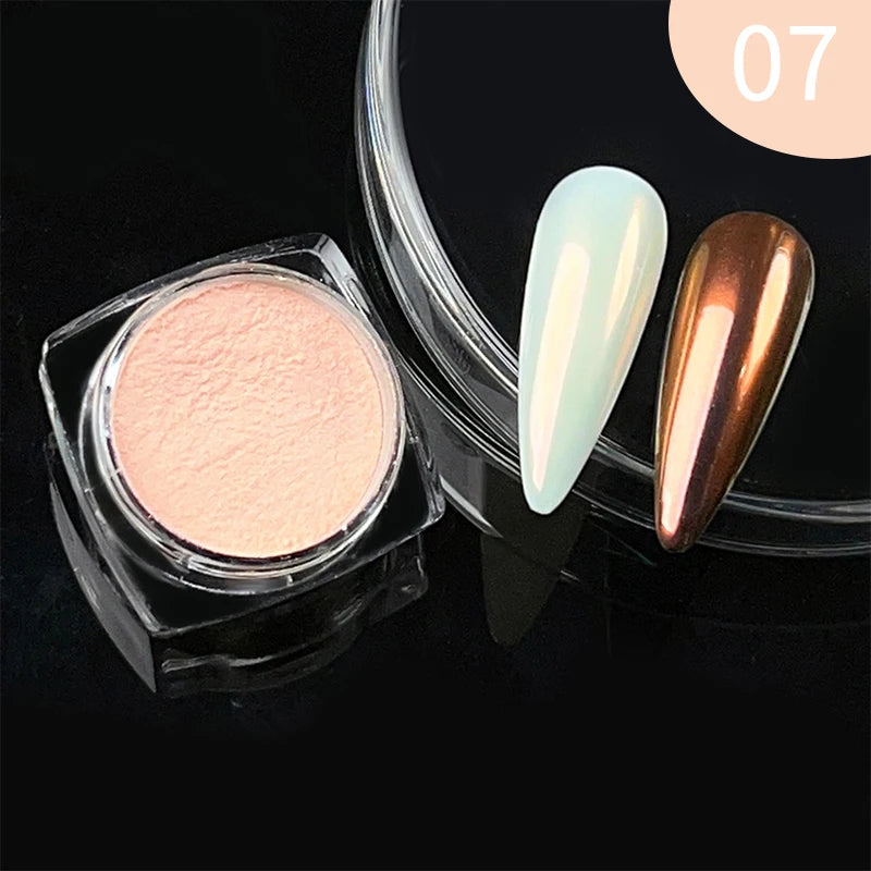 1Box Moonlight Mirror Nail Powder Silver Fine Glitter Metallic Effect Pigment UV Gel Polish Chrome Dust Aurora Nail Decorations