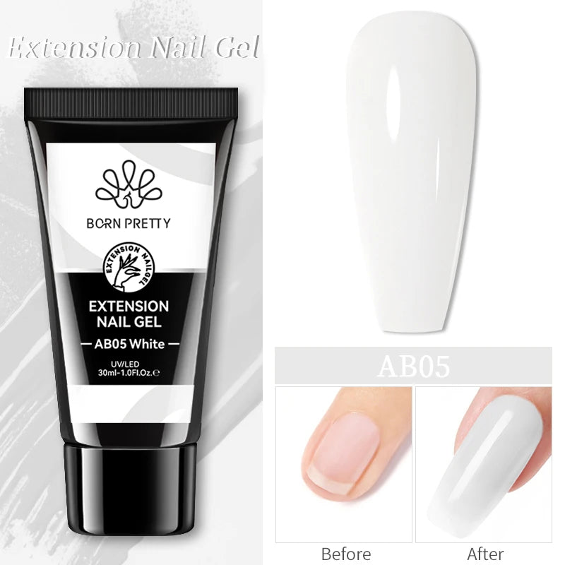 BORN PRETTY 30ml Glitter Acrylic Gel Finger Extension Nail Polish Silver Pink Extension Gel Polish Soak Off Nail Slip Solution